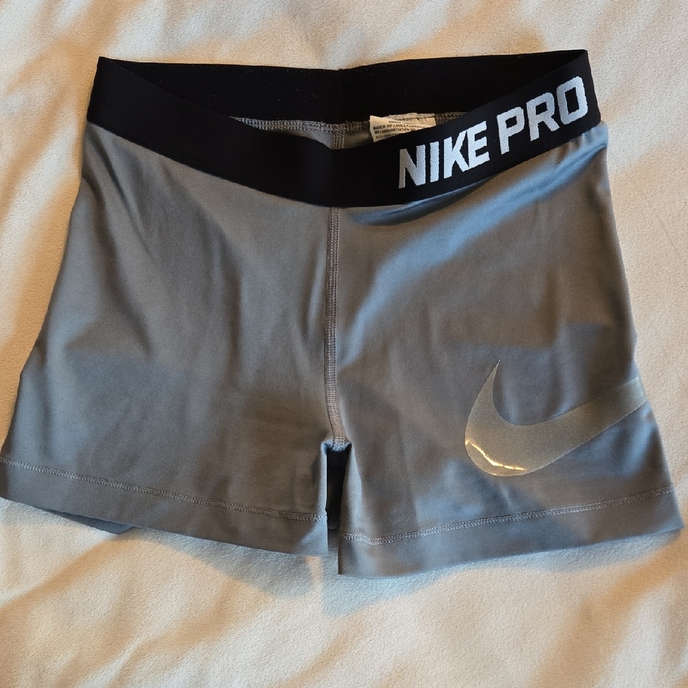 Nike Pro Women's Athletic Shorts in Gray and Black
